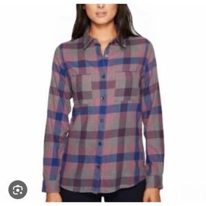 North Face Women’s Long Sleeve Button Up Light‎ Weight Plaid Cotton Shirt Small